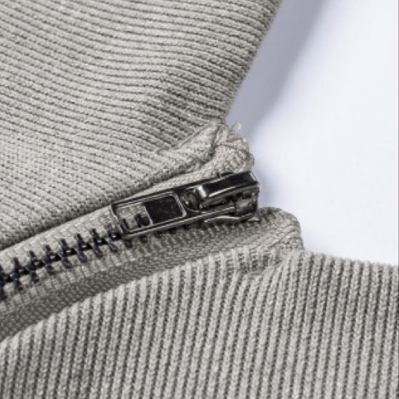 New Tan Ribbed Shoulder Zip Top - Picture 7 of 12